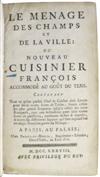 COOKERY  LIGER, LOUIS. Le Menage des Champs et de la Ville; ou, Nouveau Cuisinier François accommodé au Goût du Tems. 1738